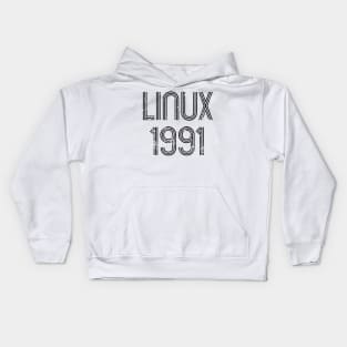 Linux 1991 - Cool Distressed Design for Free Software Geeks Kids Hoodie